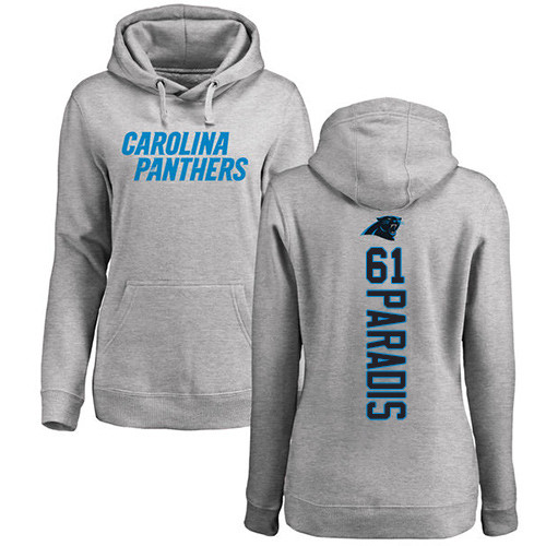 Carolina Panthers Ash Women Matt Paradis Backer NFL Football #61 Pullover Hoodie Sweatshirts->nfl t-shirts->Sports Accessory